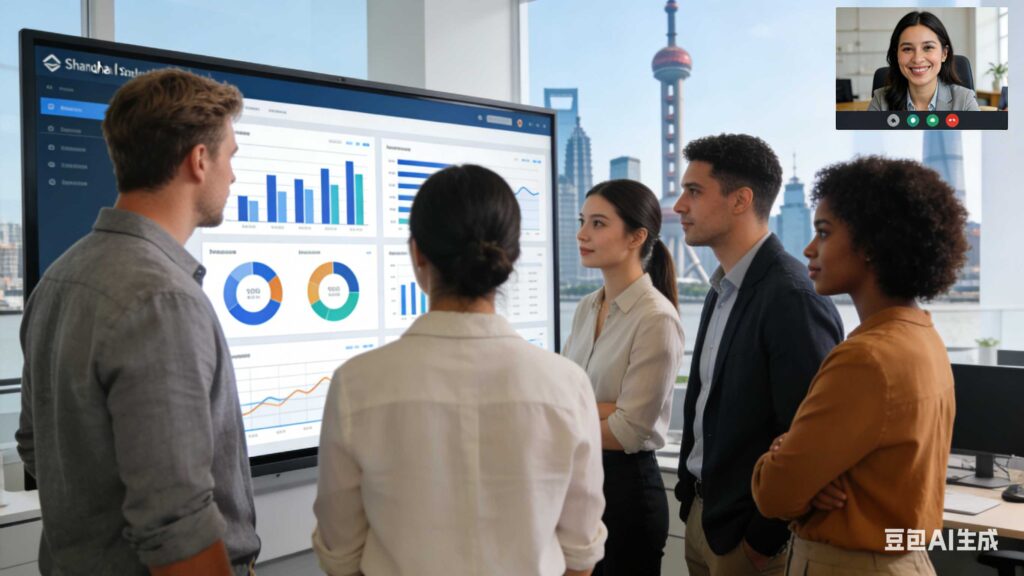 Shanghai business team using CRM data to personalize customer engagement on dashboard